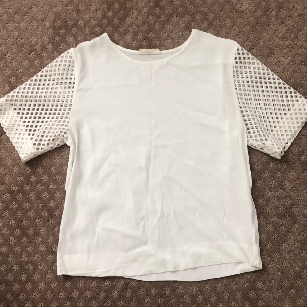 White accent sleeve blouse